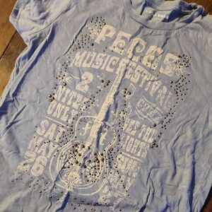 Lucky Brand Light Blue Music Festival Tee